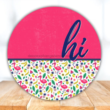 Flamingo Door Hanger Summer Dco - 01424 - Dh 18’ Round Wood